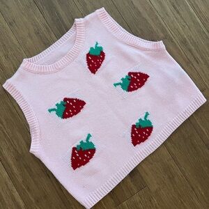 Small cropped strawberry pink sweater vest